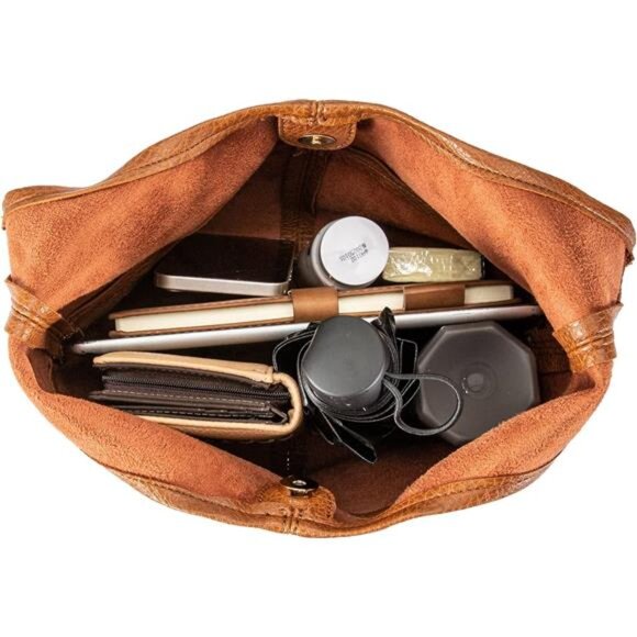 Women Ultra Soft Foldable Shoulder Handbags Brown - Picture 5 of 6